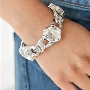 NWT Silvertone bracelet with rhinestones.